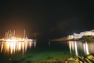 about kythnos porto klaras island night view of the elegant boats and yachts