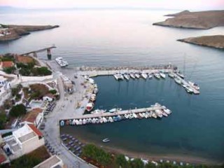 about kythnos porto klaras Loutra port view from high point