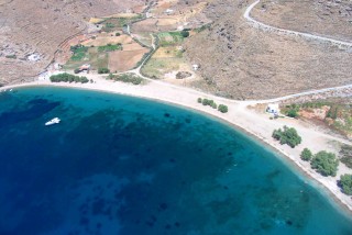 beaches porto klaras aegean sea view from above in Kythnos