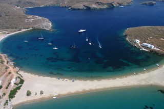 beaches porto klaras kolona is one of the most impressive beaches of Kythnos Island and of the Cyclades