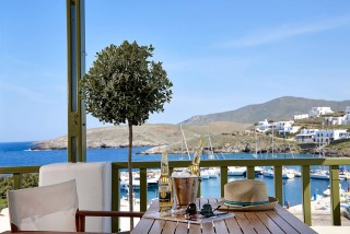 food porto klaras studio's sea view balcony overlooking kythnos island